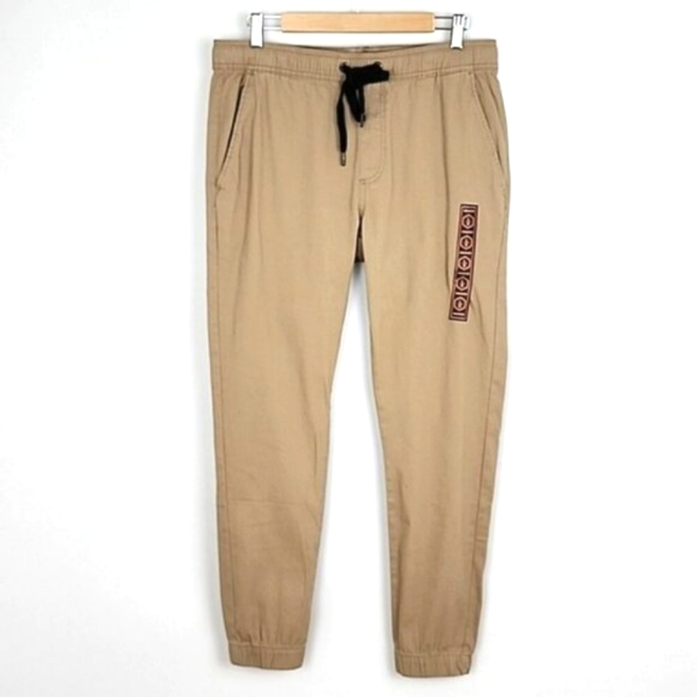 NWT West 49 Men's Khaki Tan Twill Joggers Elastic Waist Large